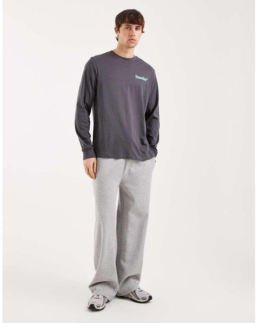 Only & Sons Blue Long Sleeve T-shirt With Floral Back Print for men