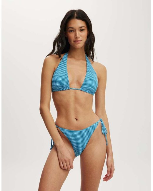 Cotton On Blue High Apex Slider Triangle Bikini Top