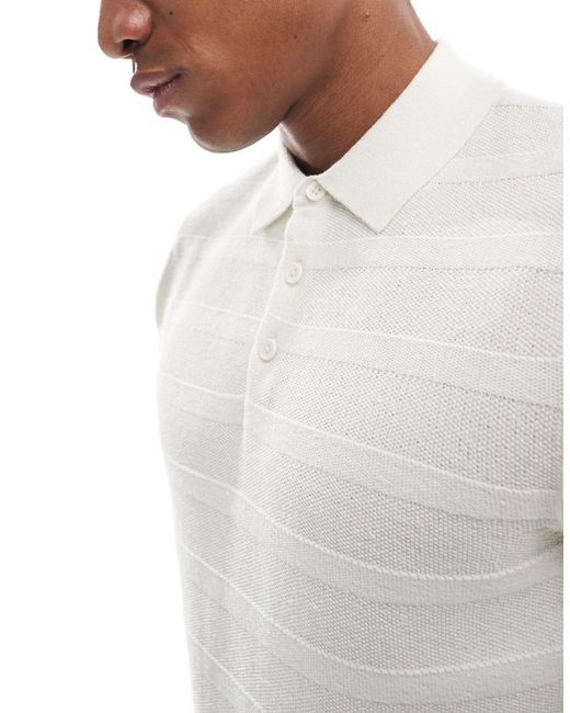 Threadbare – strick-polohemd in White für Herren