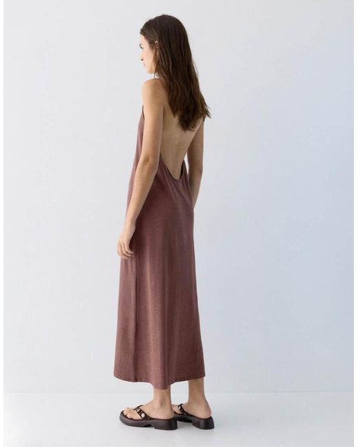 Pull&Bear Brown Halter Midi Dress
