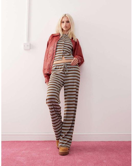 Collusion Pink Relaxed Rib Stripe Trouser