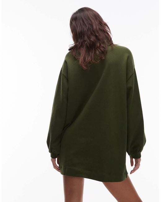 ASOS Green Cotton Polo Shirt Sweat Mini Dress