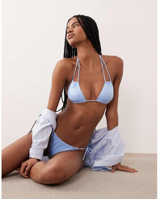 Free Society Blue Triangle Bikini Top