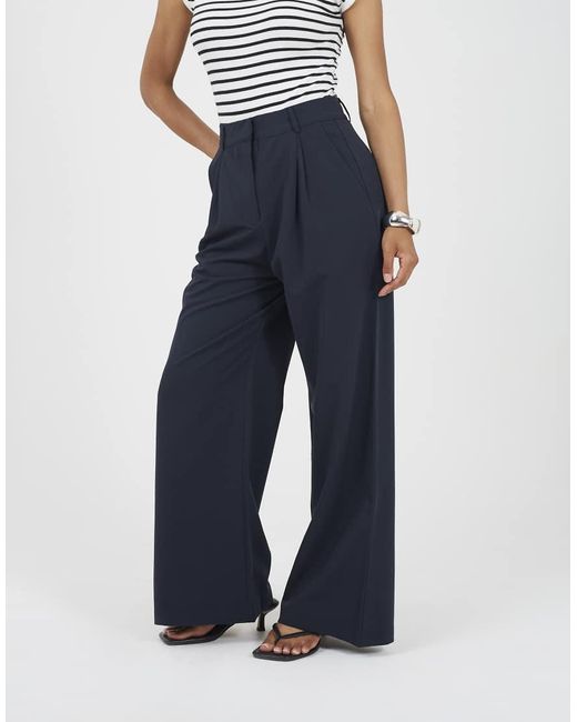 Brave Soul Blue Tailored Straight Leg Trousers
