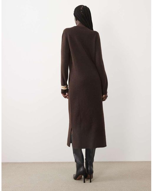 Vila Brown V-neck Knitted Maxi Dress