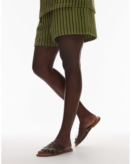 TOPSHOP Brown Kris Jelly Flat Sandals