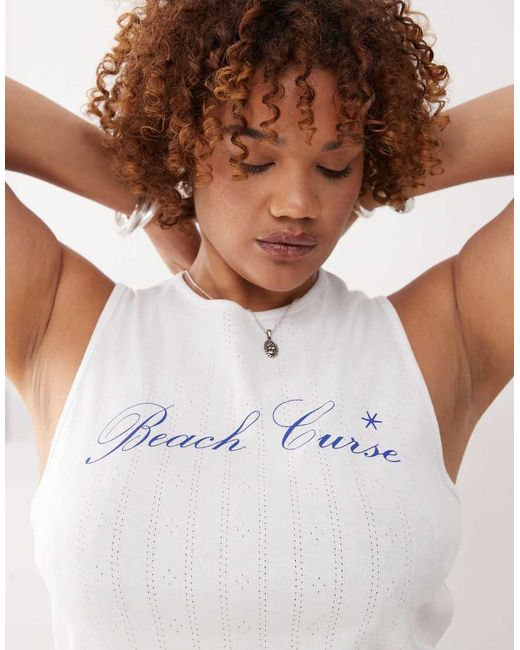 Collusion White Plus Printed Pointelle Tank Top