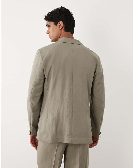 ASOS Natural Double Breasted Regular Suit Blazer for men