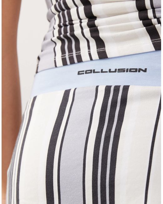 Collusion White Irregular Stripe Skort