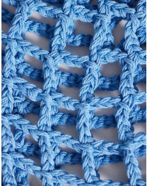 South Beach Blue Open Weave Crochet Skull Cap