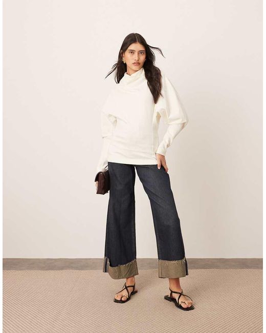 ARRANGE Sculpturale Jersey Top Met Lange Pasvorm in het Natural