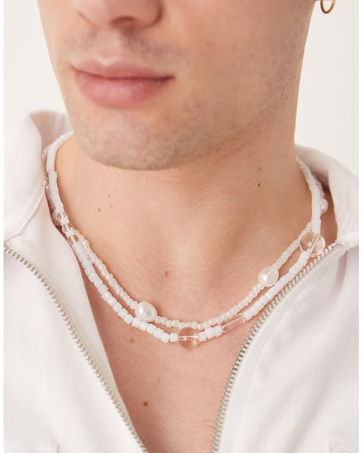 ASOS – 2er-pack festival-halsketten in Natural für Herren