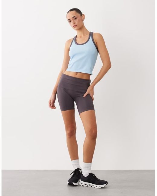 4505 Blue Seamless Lightweight Rib Racer Singlet With Contrast Binding