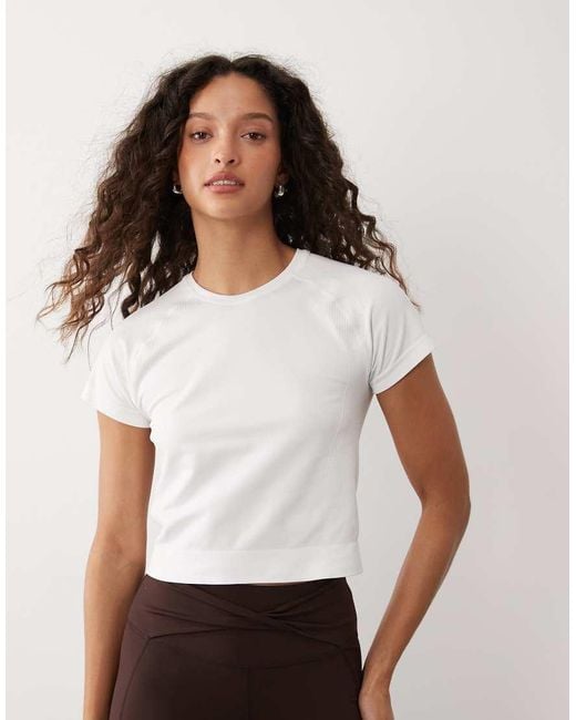 Sweaty Betty White Athlete Crop Seamless Workout T-shirt
