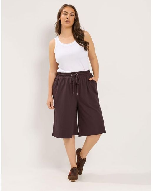 Yours Clothing Purple Drawstring Jorts