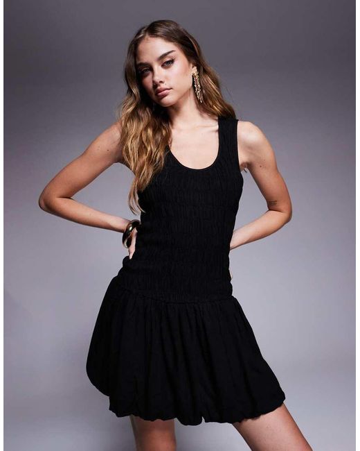 River Island Black Puffball Linen Mini Dress