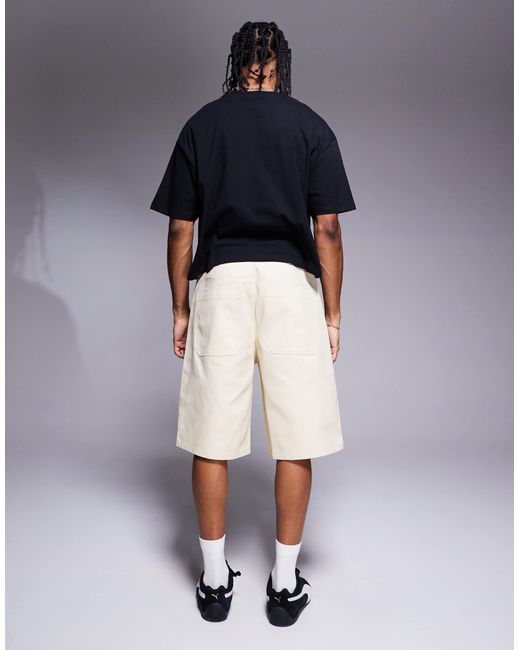 ASOS – lange shorts aus canvas in Pink für Herren