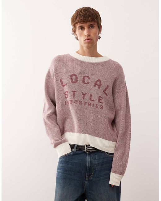 Collusion – kastig geschnittener strickpullover in Pink für Herren