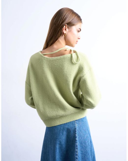 Pull en maille avec lien à l'encolure TOPSHOP en coloris Blue