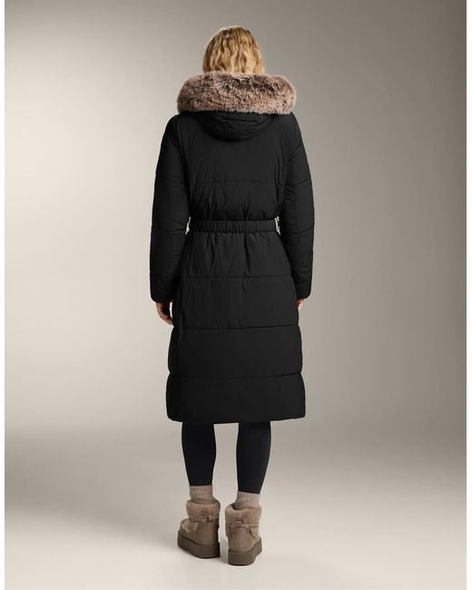 Oysho Black Primaloft Waterrepellent Long Padded Jacket