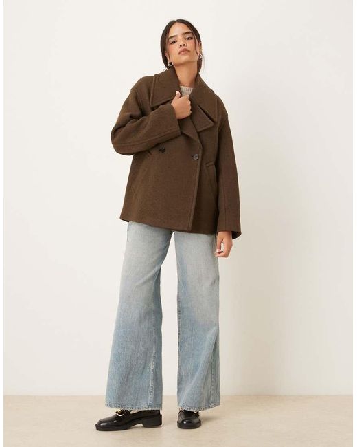 Mango Brown Wool Mix Short Tailored Jacket