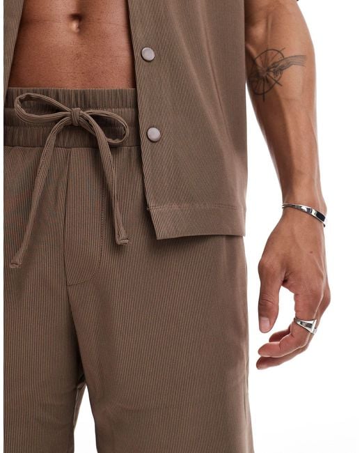 The Couture Club White Co-ord Rib Textured Shorts for men