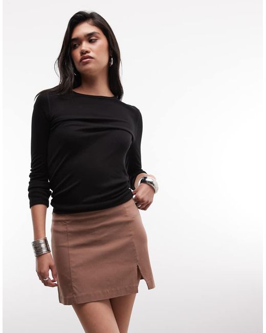 Monki Black Bengaline Mini Skirt