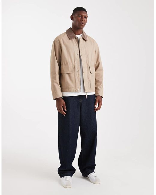 Jack & Jones Natural Worker Jacket With Cord Collar for men