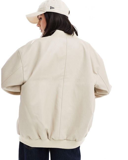 Vero Moda White Leather Look Bomber Jacket