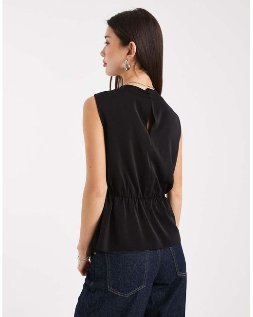 ASOS Black Cowl Neck Sleeveless Top With Twist Waist Detail