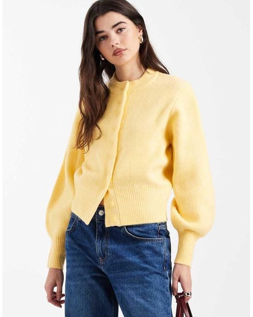 ASOS Blue Compact Fluffy Cardigan With Structured Sleeve