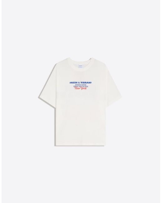 Bershka Metallic Oversize Short Sleeve Print T-shirt
