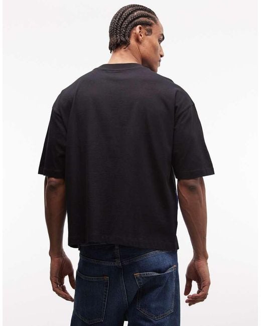 ASOS Blue Boxy Oversized T-shirt With Cut And Sew Paneling And Sports Graphics for men
