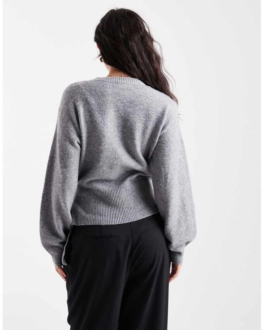 Pieces Gray Tie Side Knitted Jumper