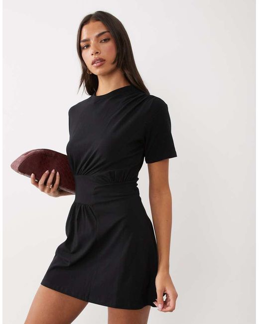 ASOS Black Waist Detail Mini Dress