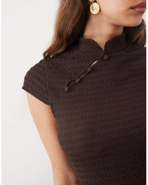 ASOS Natural Cap Sleeve With Mandarin Collar Mini Dress