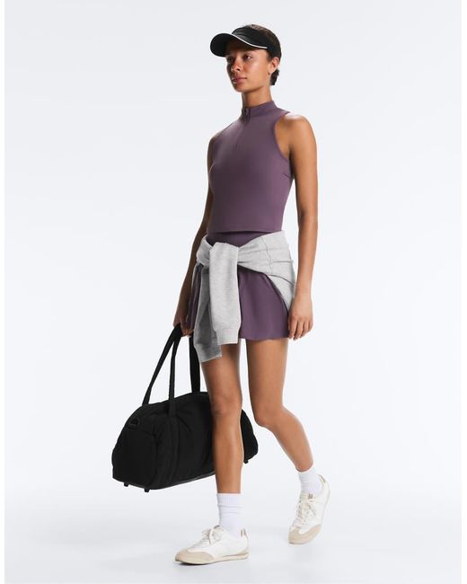 Oysho Purple Sleeveless Half-Zip T-Shirt