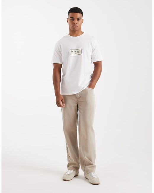 Jack & Jones White Oversized T-shirt With Front Logo for men