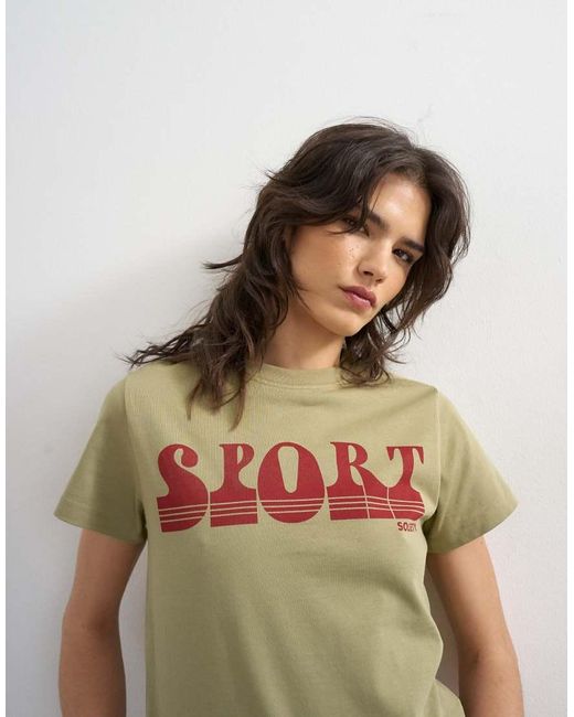 TOPSHOP Brown Sport Graphic Boxy Tee