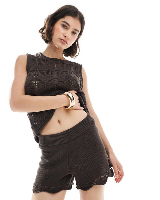 Vero Moda Black Crochet Knitted Shorts Co-Ord