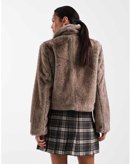 Object Brown Premium Super Soft Faux Fur Cropped Jacket
