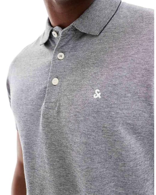 Jack & Jones Gray Pique Polo for men