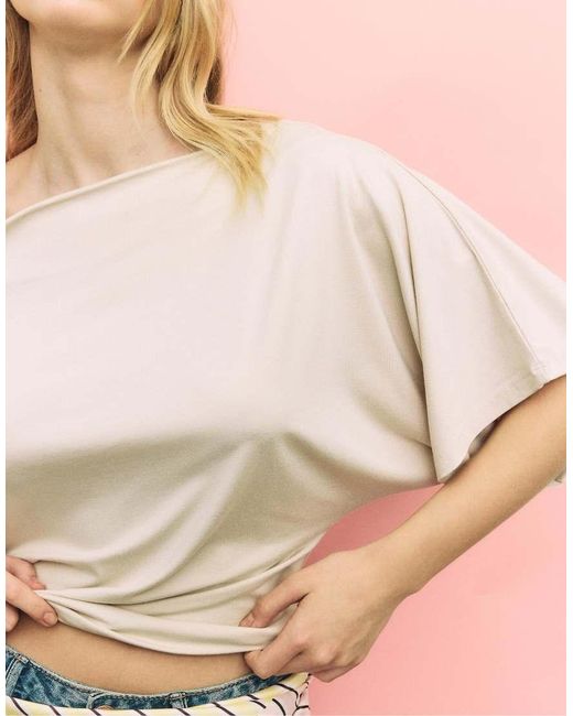 Stradivarius Pink Basic Batwing Sleeve T-Shirt