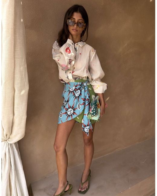 Never Fully Dressed Blue Wrap Mini Skirt