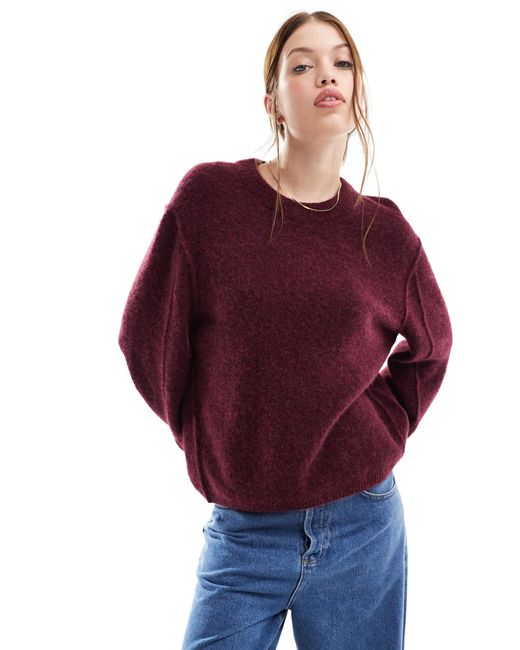 & Other Stories Red Alpaca And Wool Blend Fluffy Knit Sweater