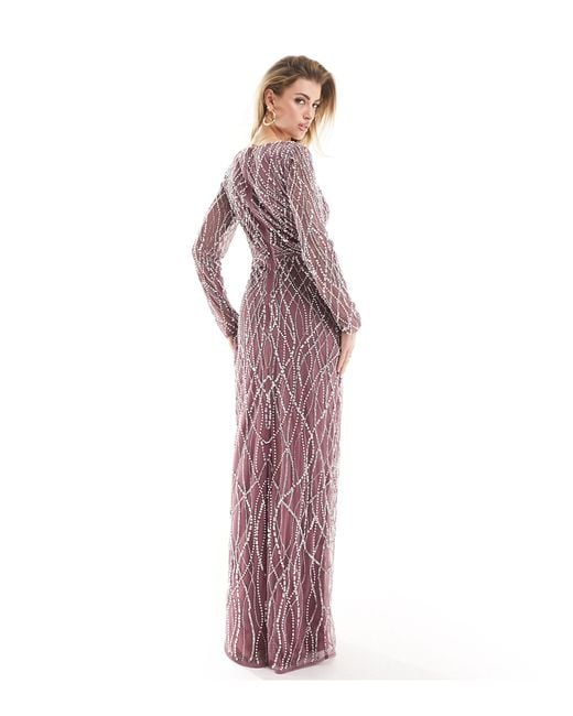 Beauut Purple Bridesmaid Allover Embellished Maxi Dress