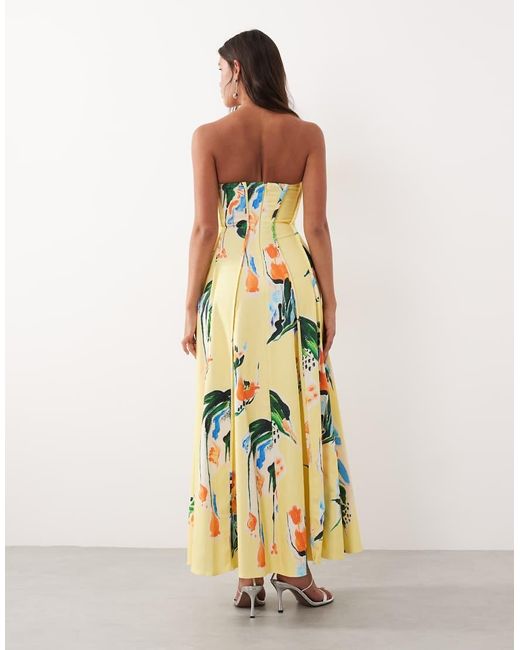 ARRANGE Multicolor Heavy Cotton Seam Detail Bandeau Maxi Dress