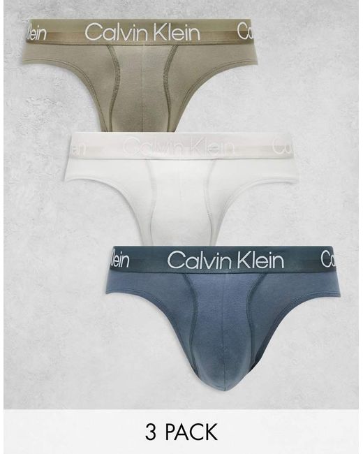 Calvin Klein Gray Modern Structure Cotton Briefs 3 Pack for men