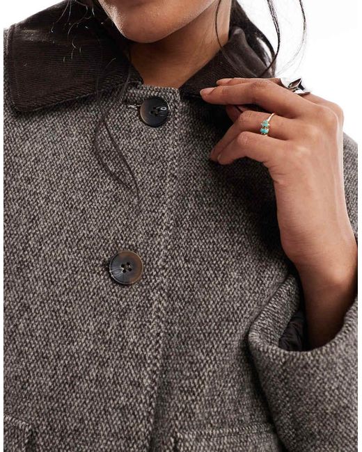 ASOS Brown Wool Blend Top Collar Jacket