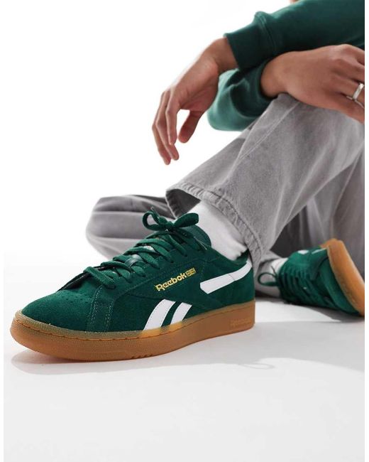 Reebok Green Club C Grounds Suede Trainers With Gum Sole for men